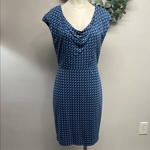 Boden WH887 Geo Print Sleeveless Cap Sleeve Cowl Neck Jersey Dress 6R